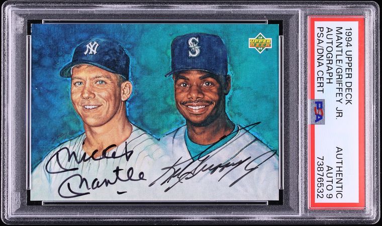 1994 Upper Deck Mickey Mantle & Ken Griffey Jr. AUTO DNA 9 PSA AUTH