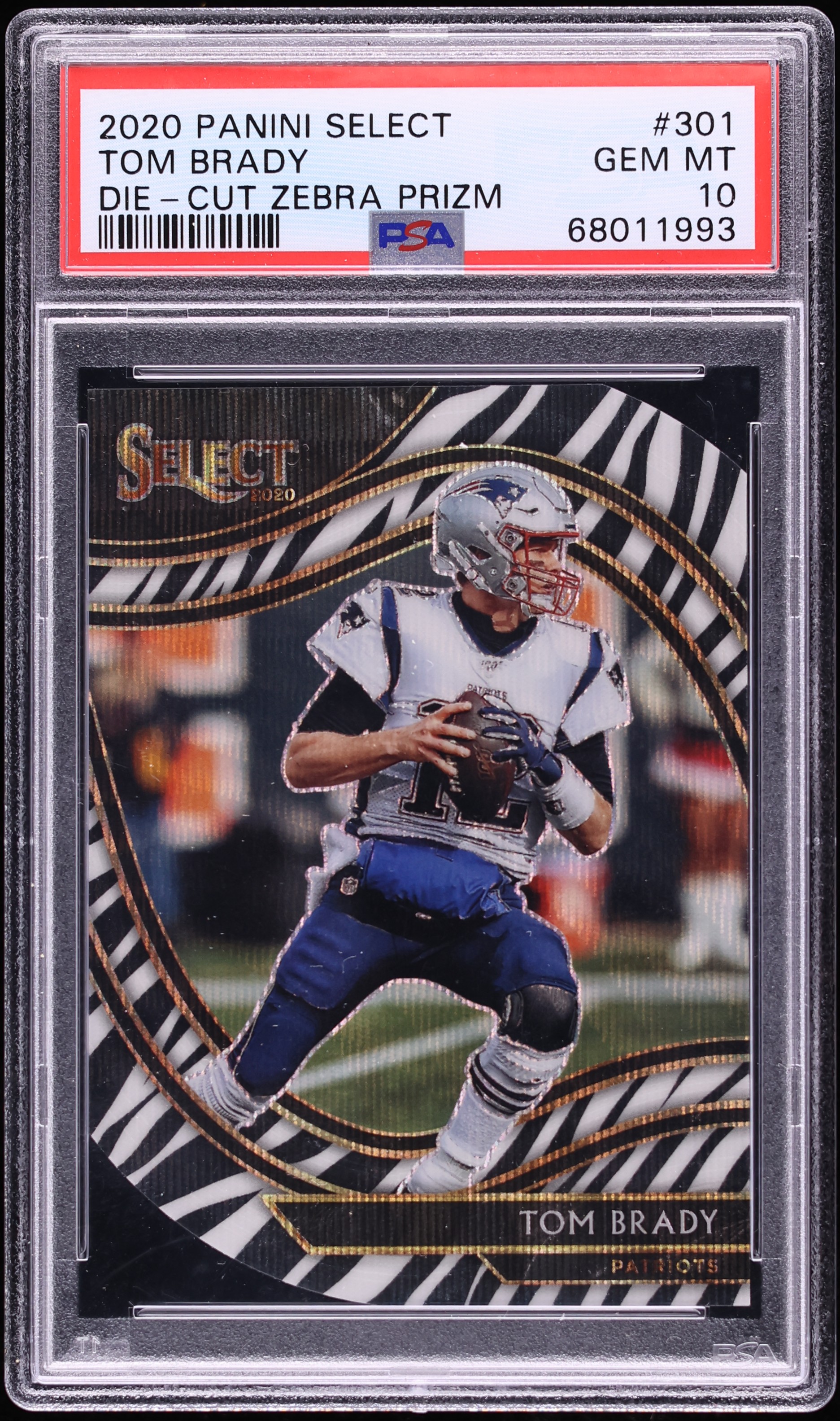バージル　ポストカード 2020 Select Field Level Die-Cut Zebra Prizm Tom Brady #301 PSA 10