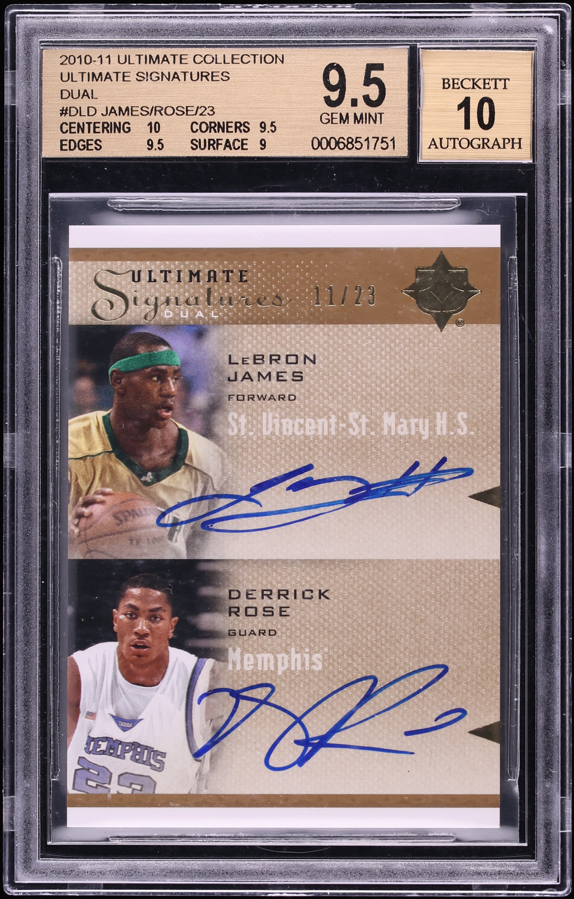 2010 Ultimate Collection Signatures Dual Lebron James Derrick Rose