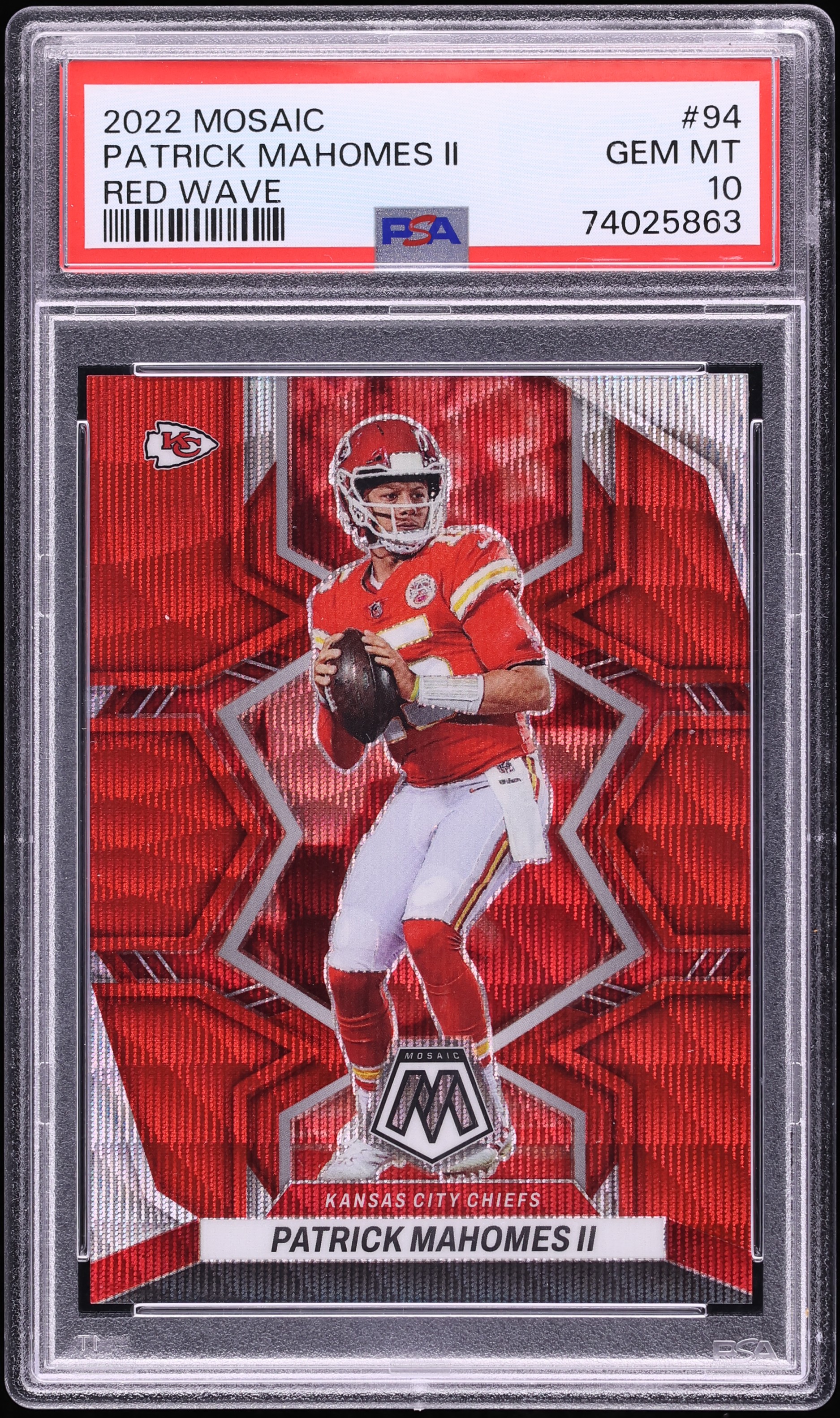 2022 Panini Mosaic Red Wave Patrick Mahomes II /9 #94 PSA 10 GEM