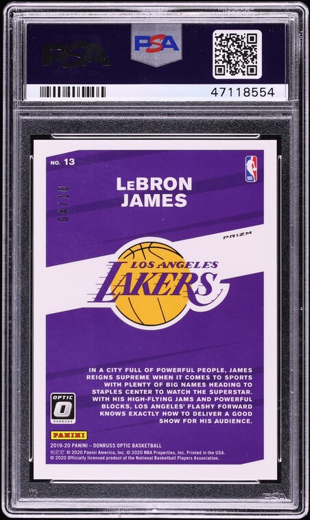 2019 Panini Donruss Optic My House! Gold Lebron James /10 #13 PSA 10 GEM MINT