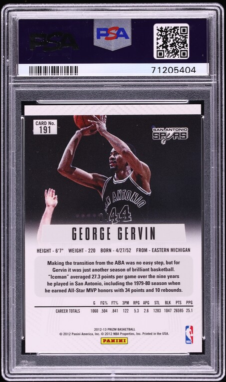 2012 Panini Prizm Gold George Gervin /10 #191 PSA 9 MINT