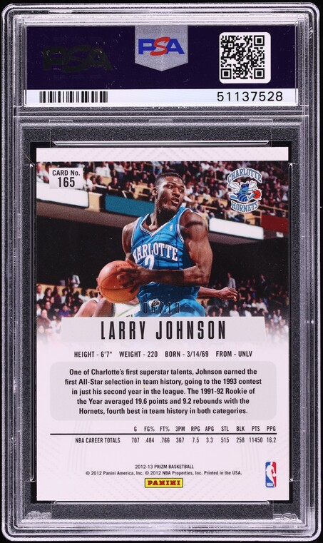 2012 Panini Prizm Gold Larry Johnson /10 #165 PSA 9 MINT