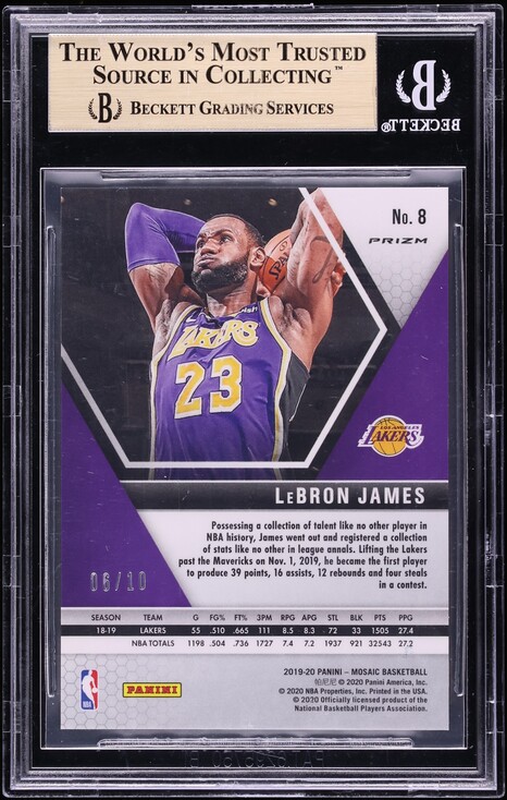 2019 Panini Mosaic Gold LeBron James /10 #8 BGS 9.5 GEM MINT
