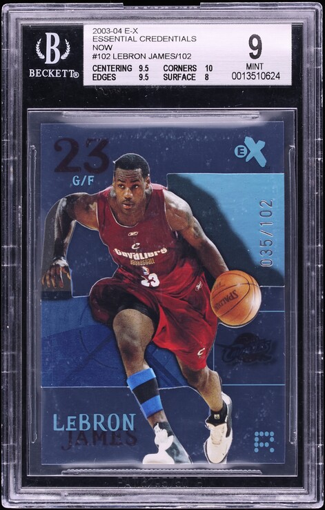 2003 Fleer E-X Essential Credentials Now LeBron James ROOKIE /102 BGS 9 MINT