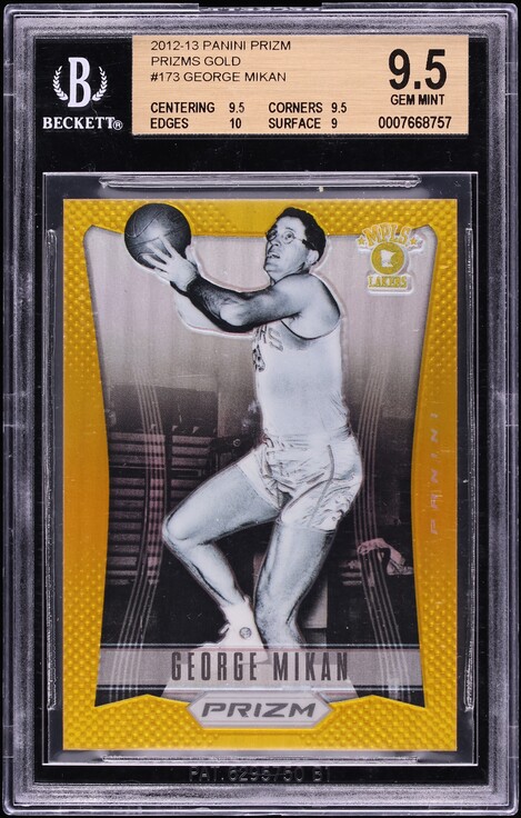 2012 Panini Prizm Gold George Mikan /10 #173 BGS 9.5 GEM MINT