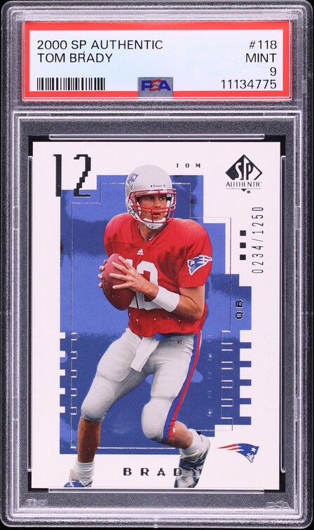 2000 SP Authentic Tom Brady ROOKIE /1250 #118 PSA 9 MINT