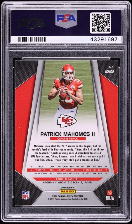 2017 Panini Prizm Silver Patrick Mahomes II ROOKIE #269 PSA 10 GEM MINT