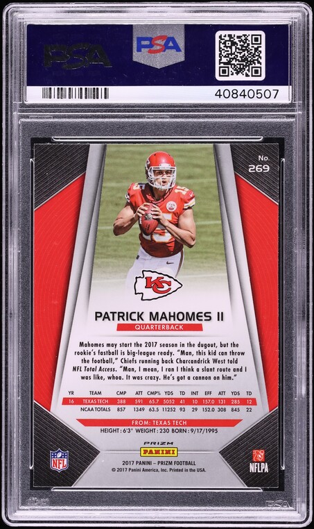 2017 Panini Prizm Silver Patrick Mahomes II ROOKIE #269 PSA 10 GEM MINT