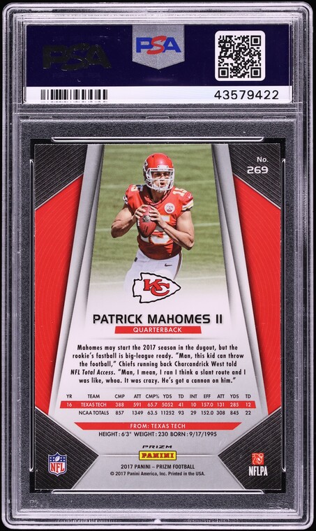 2017 Panini Prizm Silver Patrick Mahomes II ROOKIE #269 PSA 10 GEM MINT