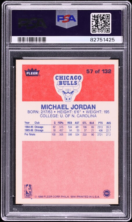 1986 Fleer Basketball Michael Jordan ROOKIE #57 PSA 9 MINT