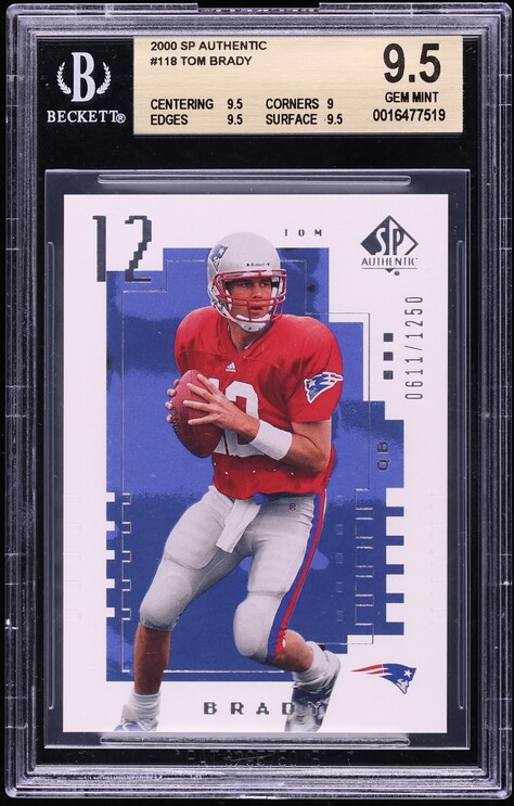 2000 SP Authentic Tom Brady ROOKIE /1250 #118 BGS 9.5 GEM MINT