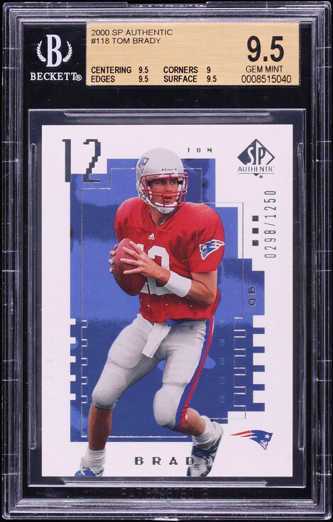 2000 SP Authentic Tom Brady ROOKIE /1250 #118 BGS 9.5 GEM MINT