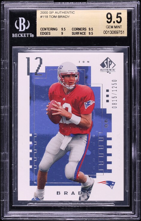 2000 SP Authentic Tom Brady ROOKIE /1250 #118 BGS 9.5 GEM MINT