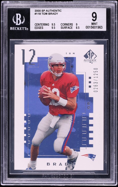 2000 SP Authentic Tom Brady ROOKIE /1250 #118 BGS 9 MINT