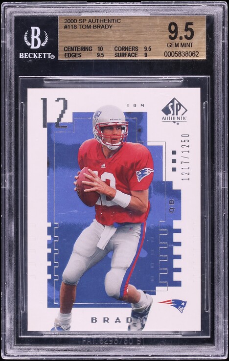 2000 SP Authentic Tom Brady ROOKIE /1250 #118 BGS 9.5 GEM MINT