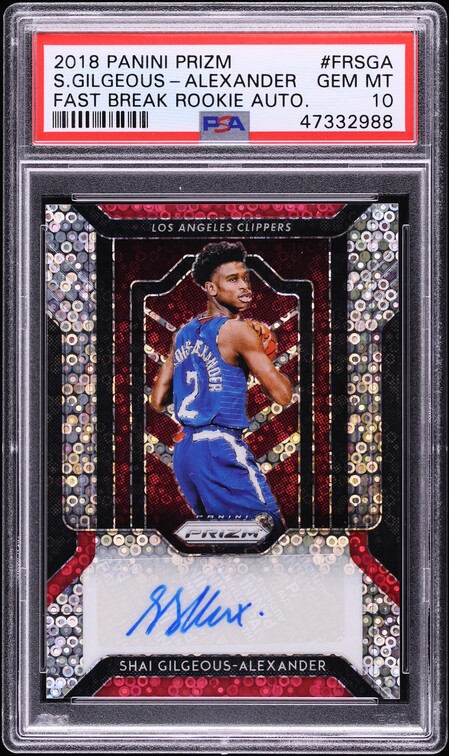 2018 Panini Prizm Fast Break Shai Gilgeous-Alexander ROOKIE AUTO PSA 10 GEM MINT