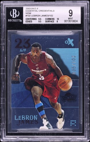 PSA9 2003 Fleer E-X レブロンジェームズ ルーキーカード 2003 Fleer E-X Essential Credentials Now LeBron James ROOKIE /102