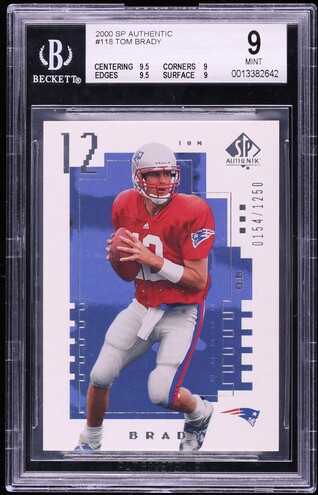 2000 Pacific Aurora Football Tom Brady ROOKIE #84 PSA 9 MINT on