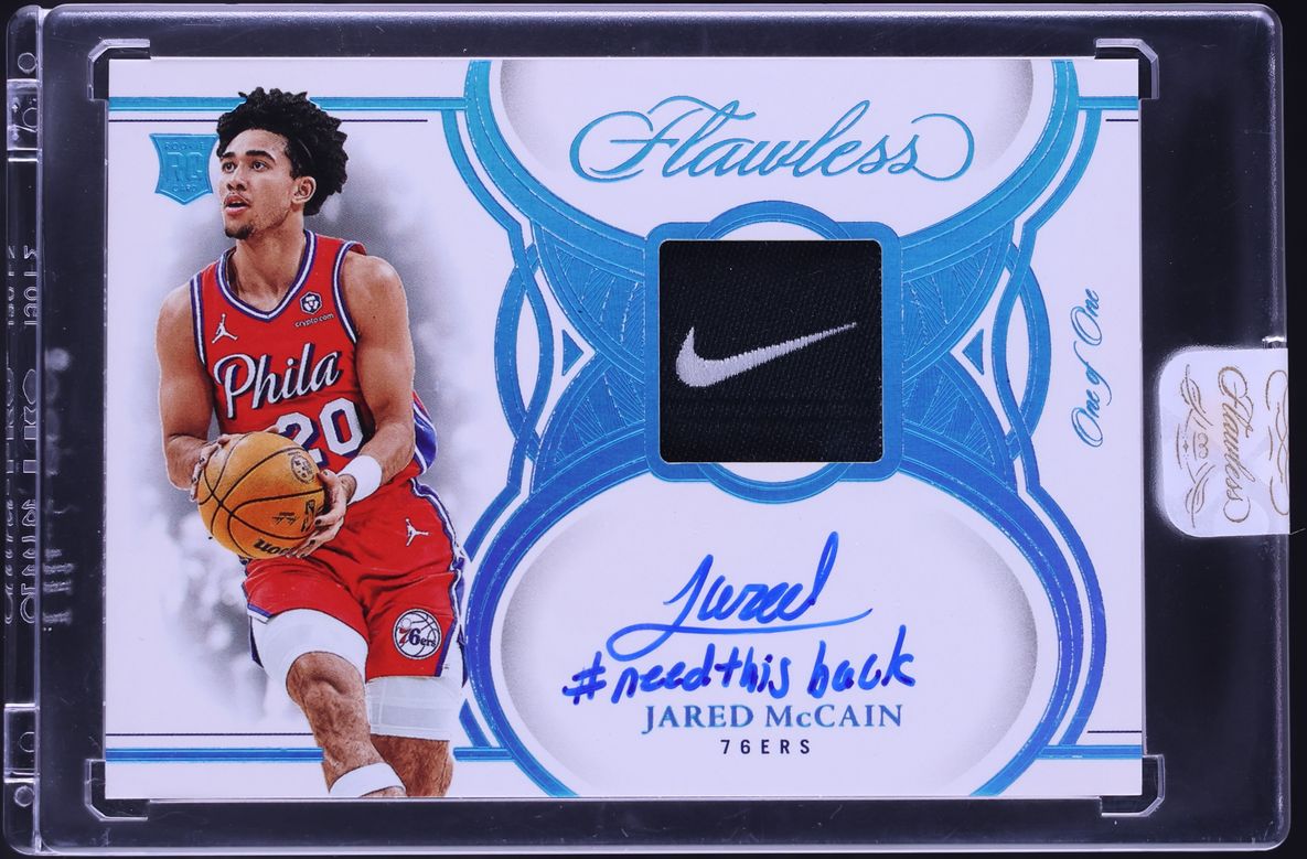 2024 Panini Flawless Platinum Jared McCain ROOKIE NIKE TAG PATCH AUTO 1/1 #LAU-JMC