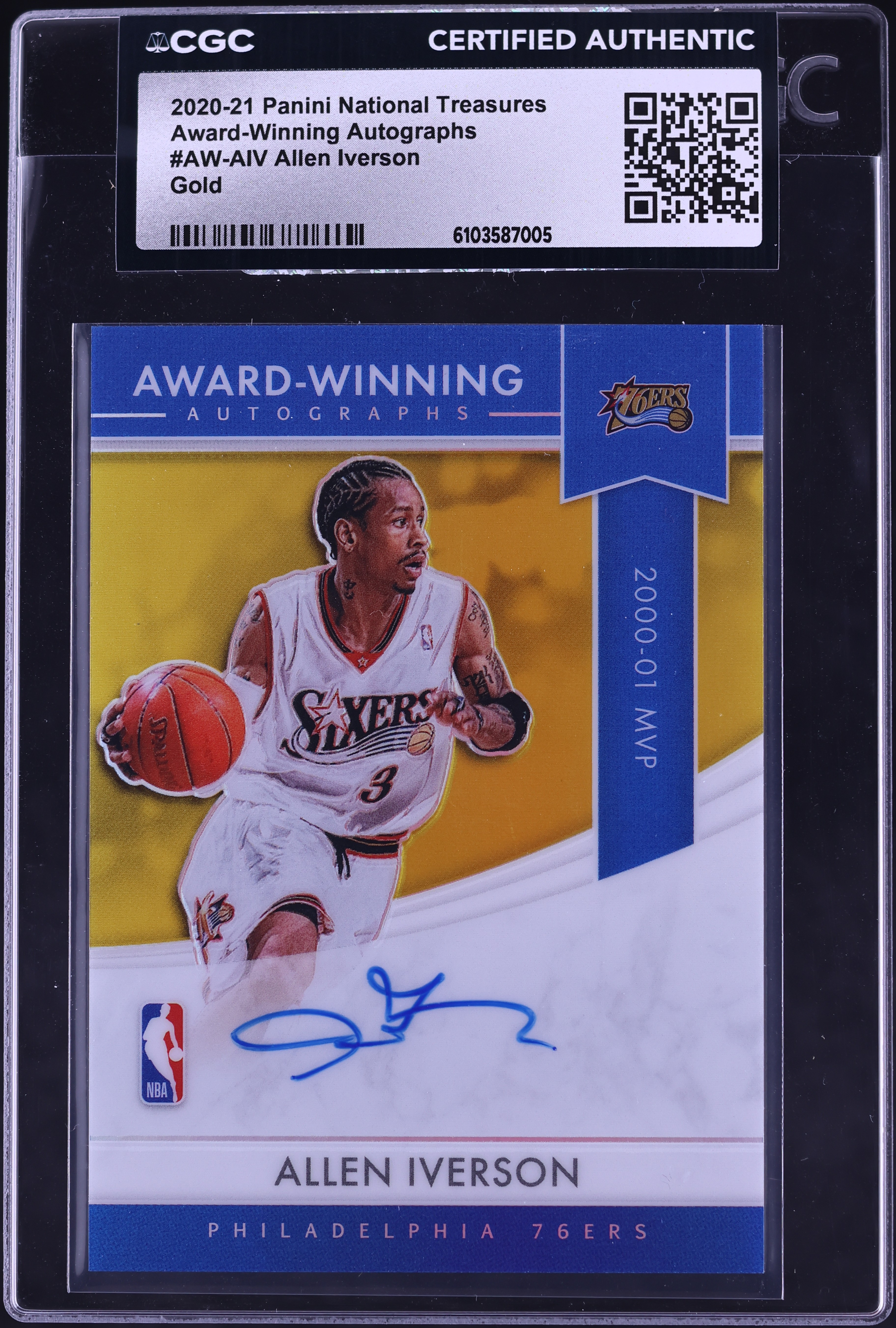 2020 National Treasures Award-Winning Gold Prizm Allen Iverson