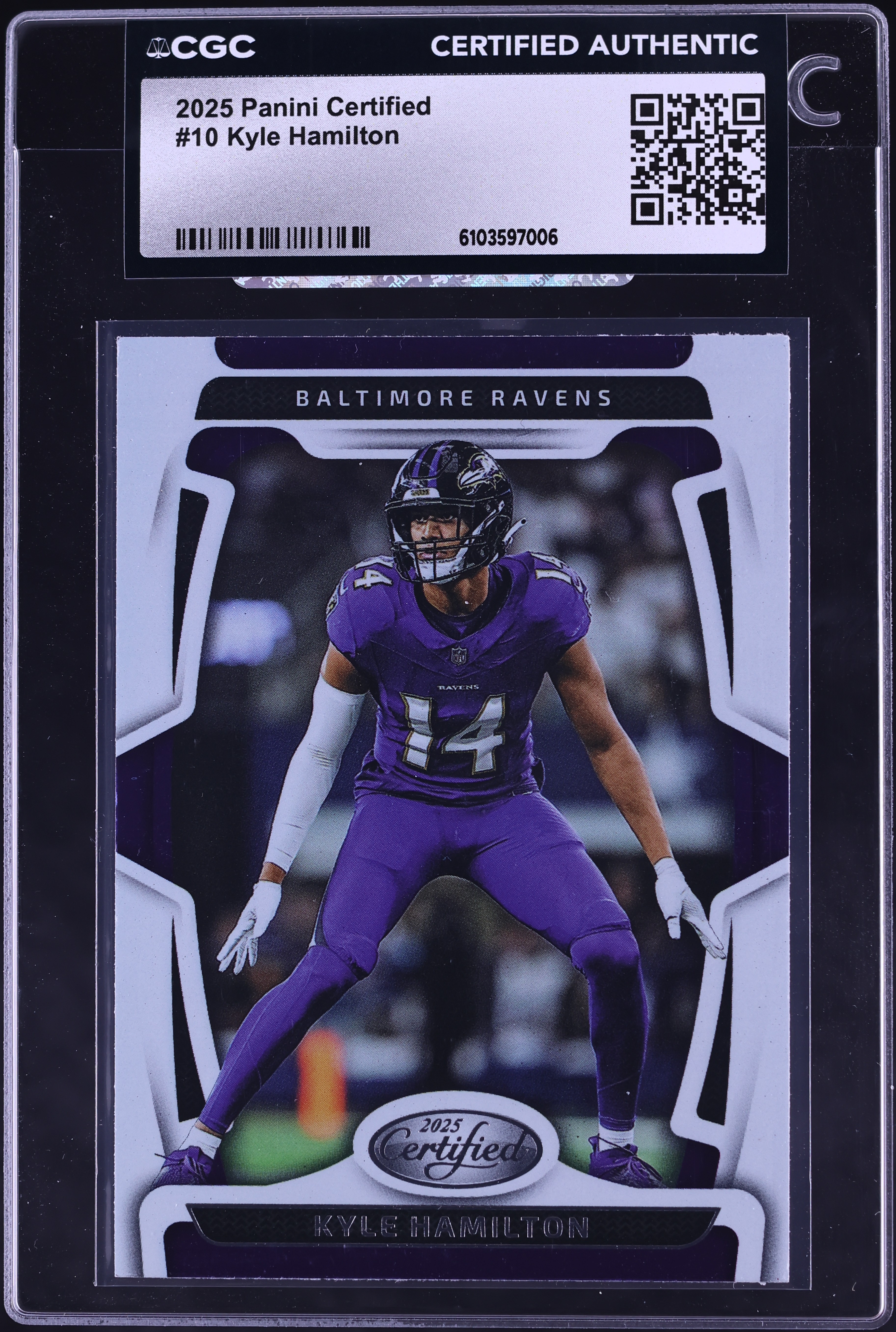 2025 Panini Certified Football Kyle Hamilton #10 CGC AUTH