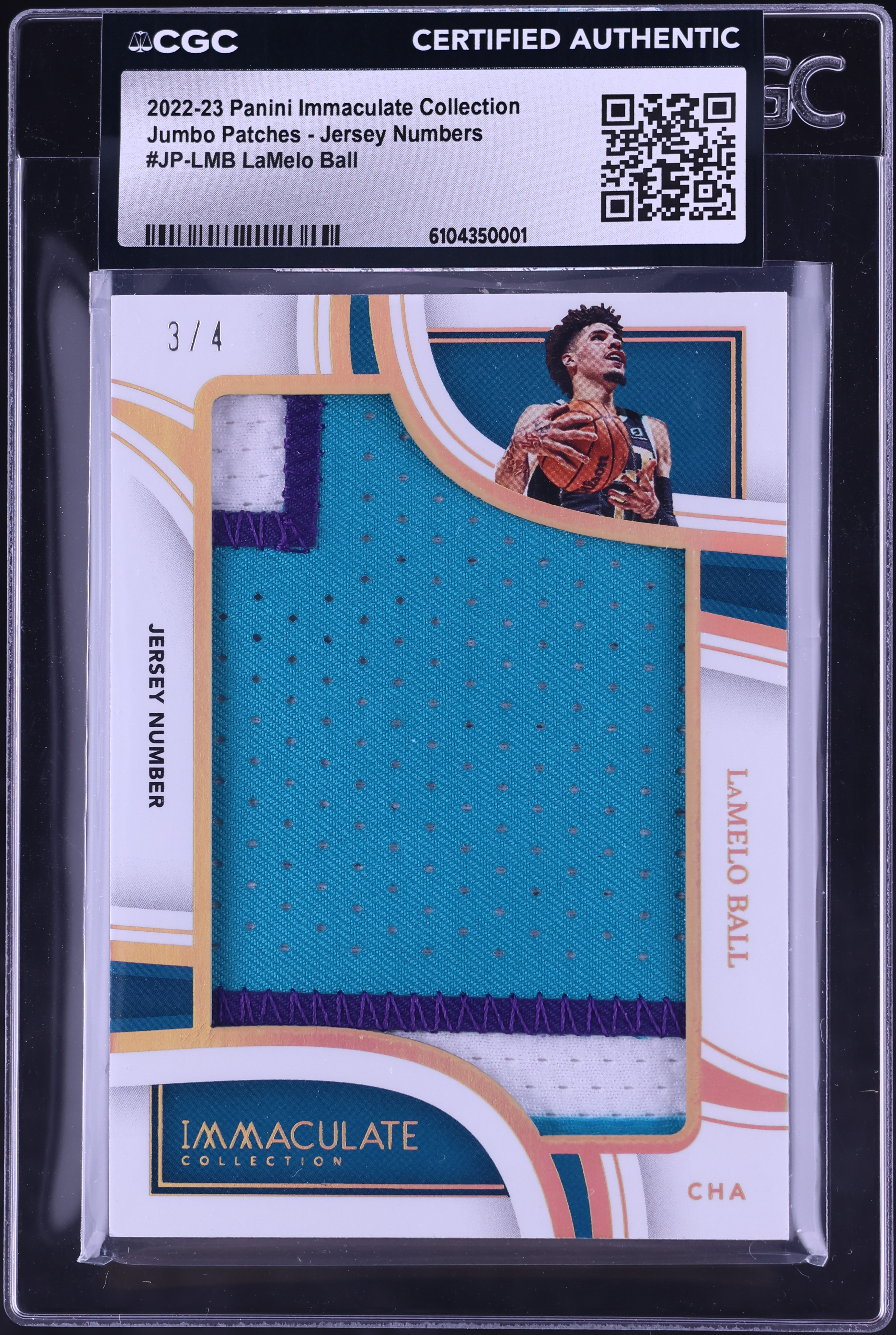 2022 Immaculate Collection Jumbo Jersey Numbers LaMelo Ball PATCH