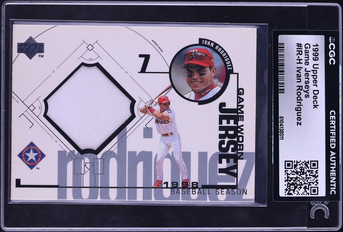 1999 Upper Deck Game Jersey Ivan Rodriguez PATCH #IR-H CGC AUTH