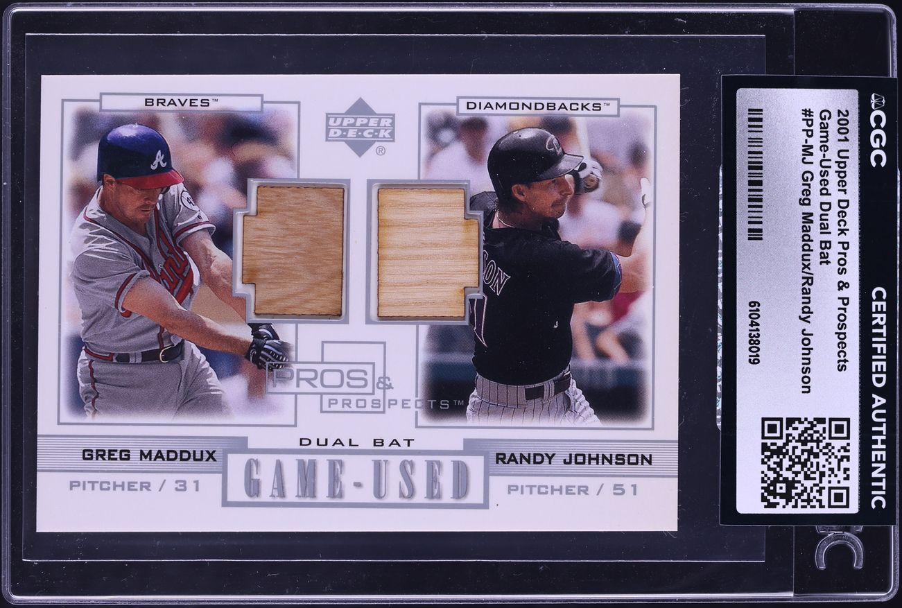 2001 Upper Deck Pros & Prospects Game-Used Bat Greg Maddux Randy Johnson PATCH #PP-MJ CGC AUTH