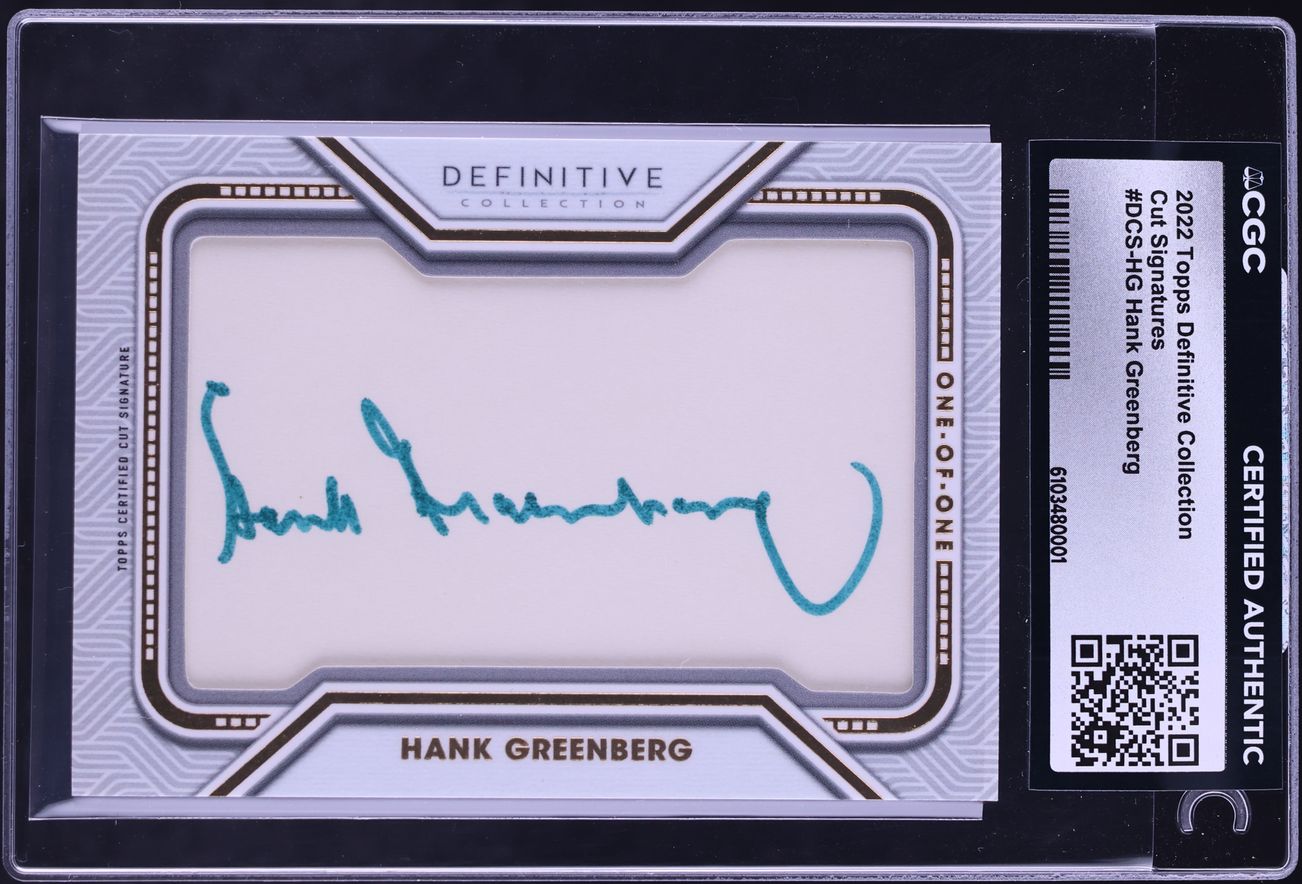 2022 Topps Definitive Collection Cut Signatures Hank Greenberg AUTO #DCS-HG CGC AUTH