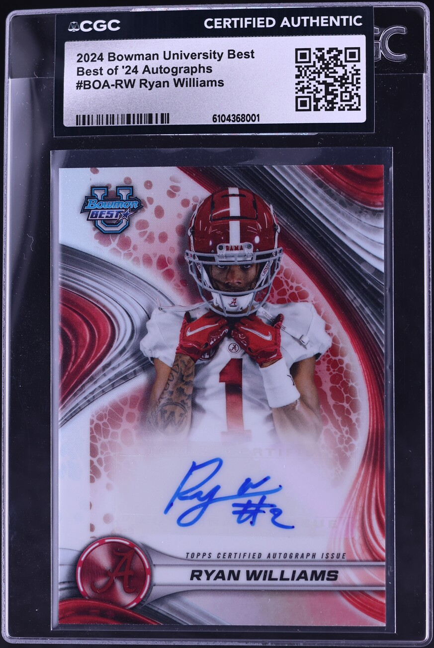 2024 Bowman University Best Of '24 Ryan Williams ROOKIE AUTO #BOA-RW CGC AUTH