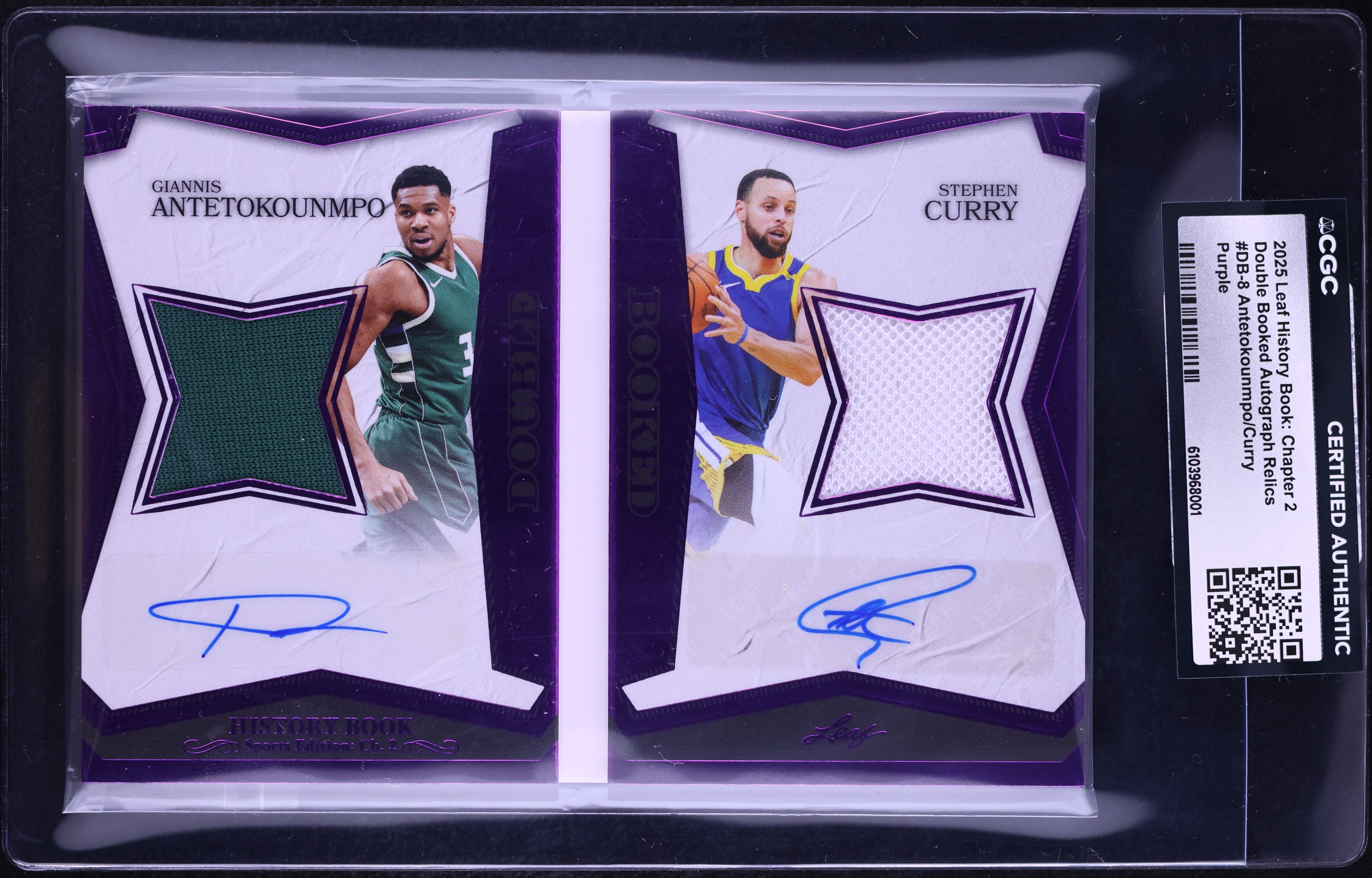2025 Leaf History Book 2 Double Booked Purple Antetokounmpo Curry