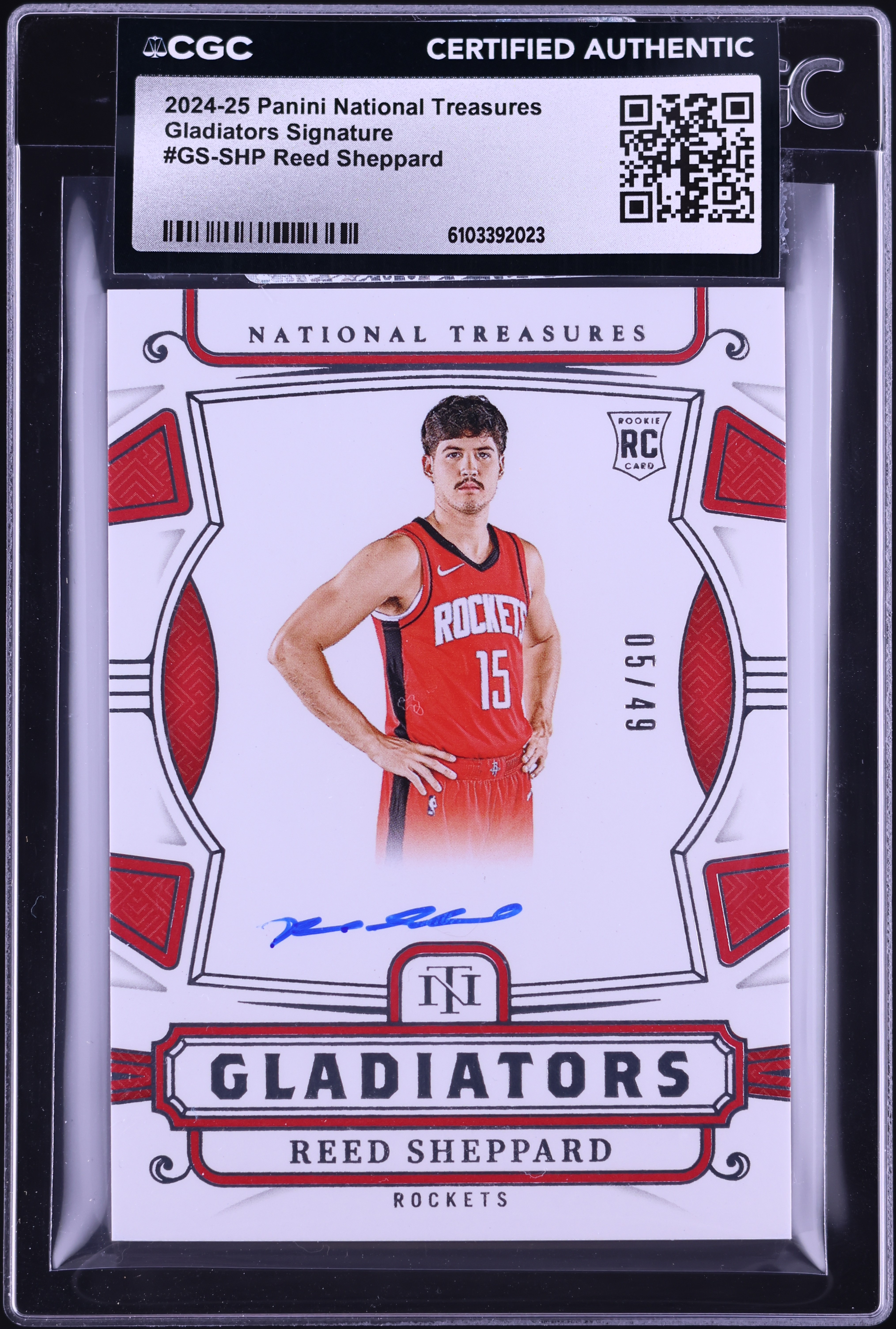 2024 National Treasures Gladiators Reed Sheppard ROOKIE AUTO /49 