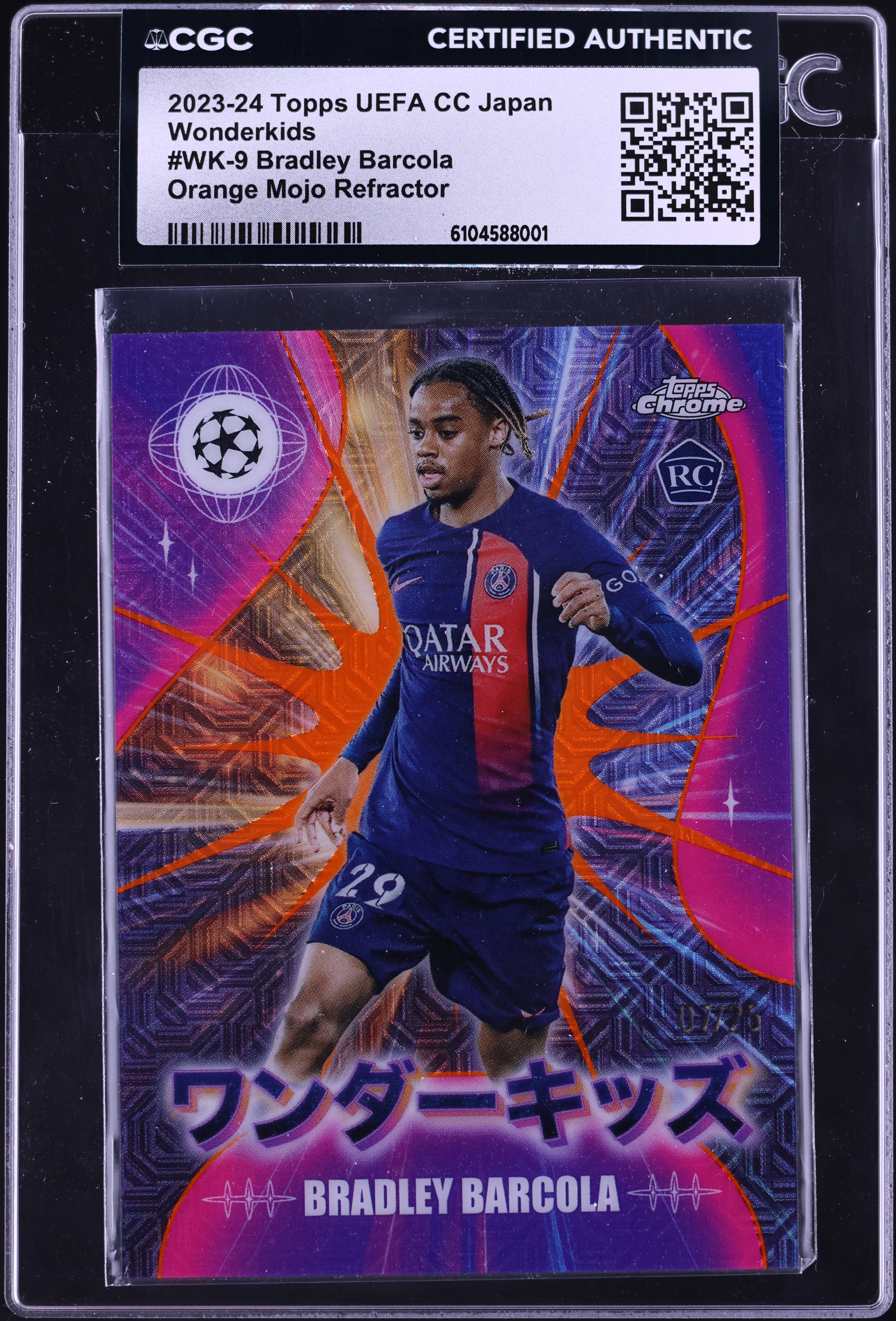 2023 Topps UEFA CC Japan Wonderkids Orange Mojo Refractor Bradley