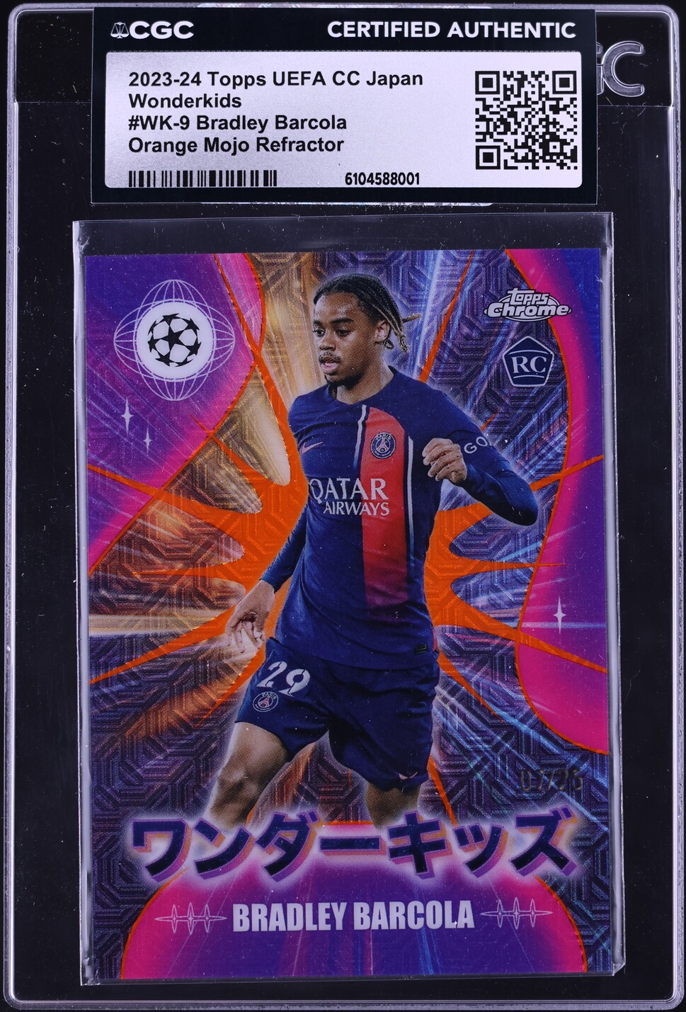 2023 Topps UEFA CC Japan Wonderkids Orange Mojo Refractor Bradley
