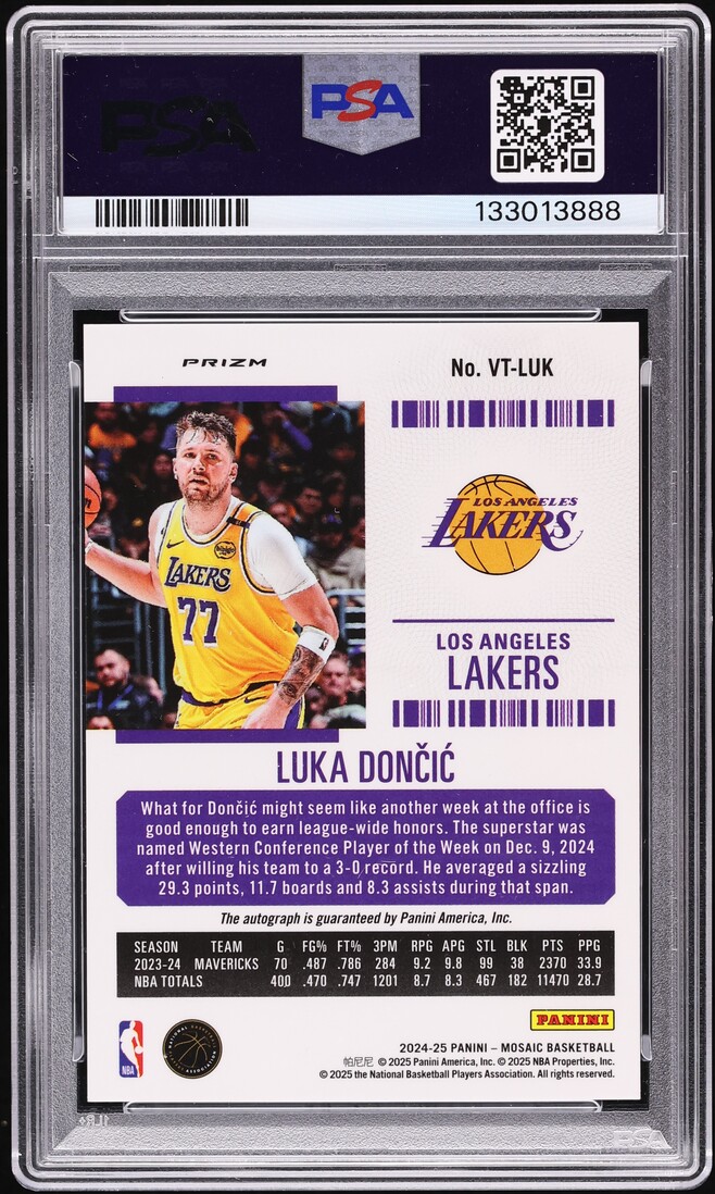 2024 Panini Mosaic Veteran Ticket International Luka Doncic AUTO DNA 10 #VT-LUK PSA 9 MINT