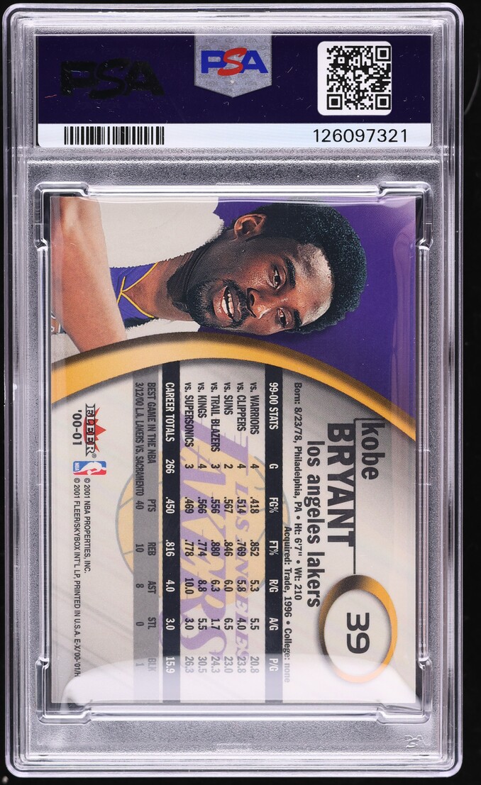 2000 Fleer E-X Kobe Bryant #39 PSA 9 MINT on Fanatics Collect