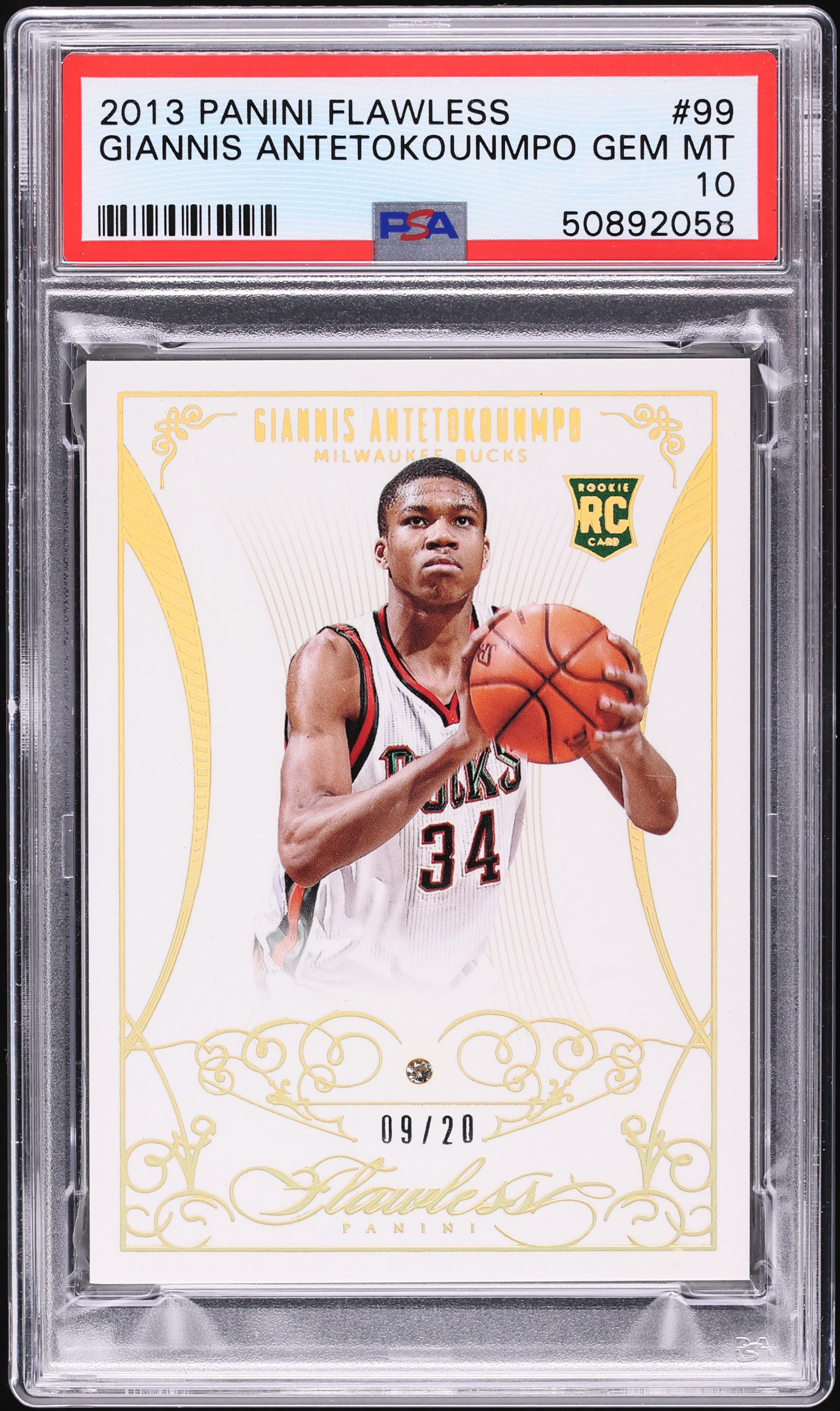 2013 Flawless Diamond Gems Giannis Antetokounmpo ROOKIE /20 #99
