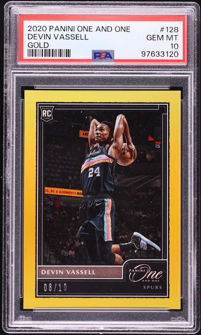 2020 Panini One And One Gold Devin Vassell ROOKIE /10 #128 PSA 10 GEM MINT