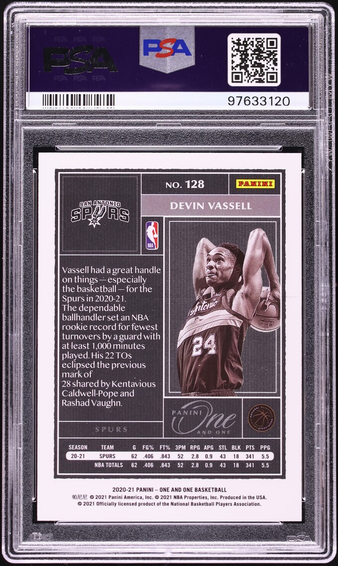 2020 Panini One And One Gold Devin Vassell ROOKIE /10 #128 PSA 10 GEM MINT