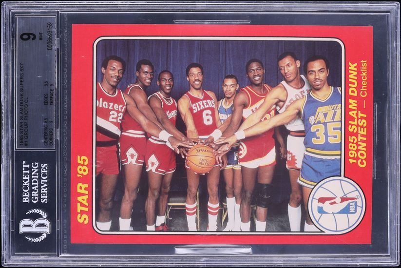 1985 Star Slam Dunk Supers 5X7 Group Photo w/ Michael Jordan ROOKIE #1 BGS 9 MINT