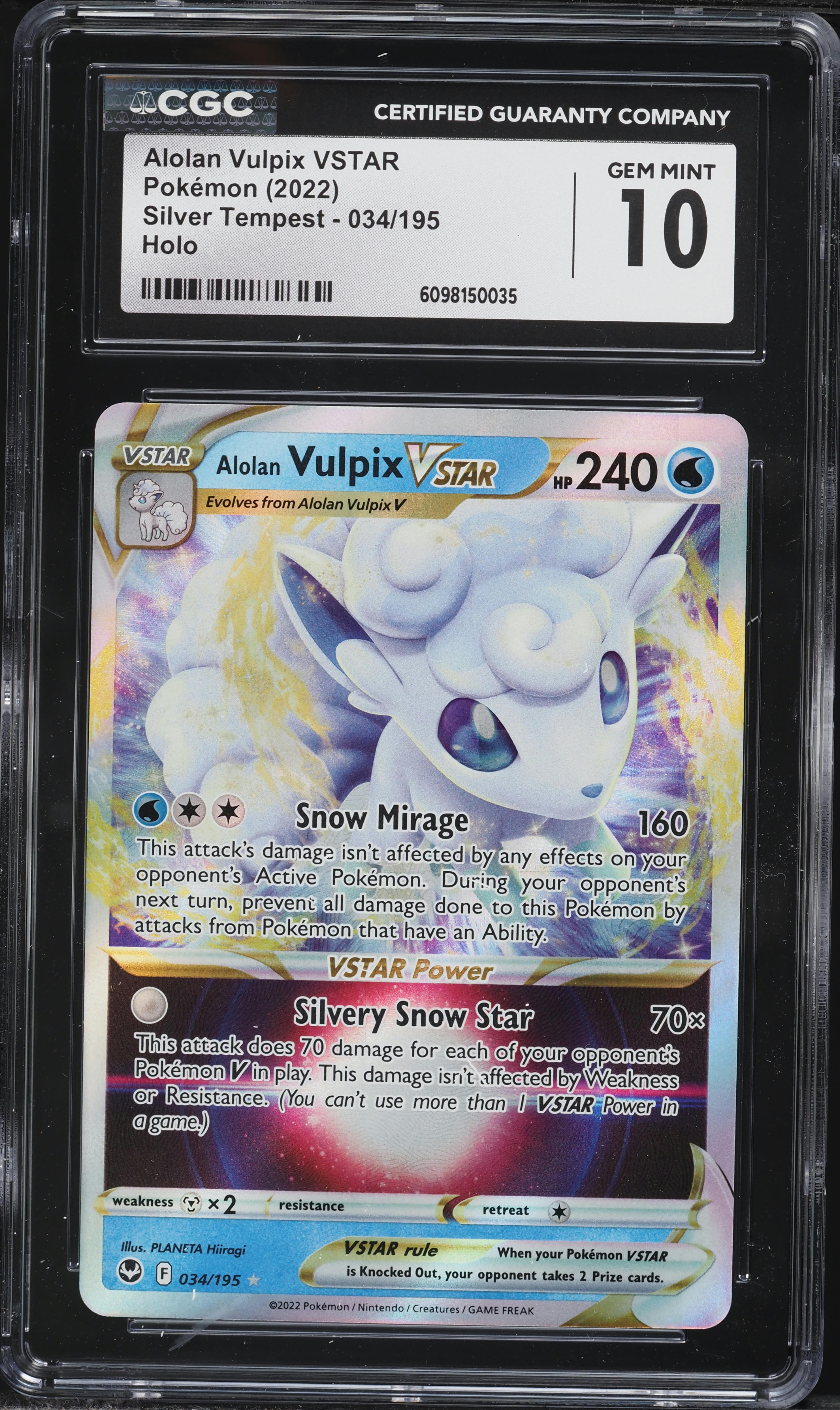 pokemon tcg silver tempest 034 195 alolan vulpix vstar card Pokemon Alolan Vulpix Vstar 034/195 Silver Tempest Full Art Ultra Rare Near Mint