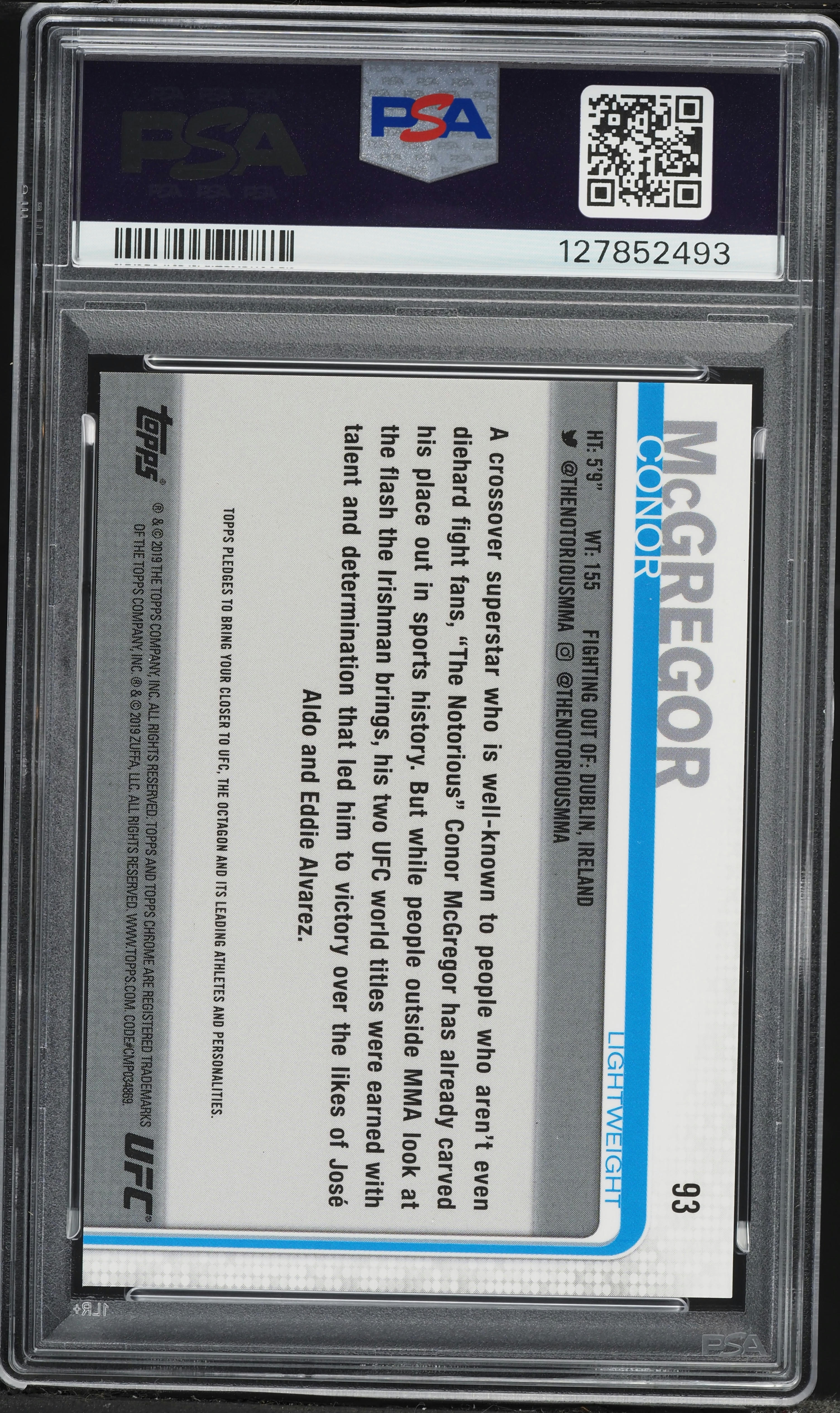 2019 Topps Chrome UFC Sepia Refractor Conor McGregor #93 PSA 10