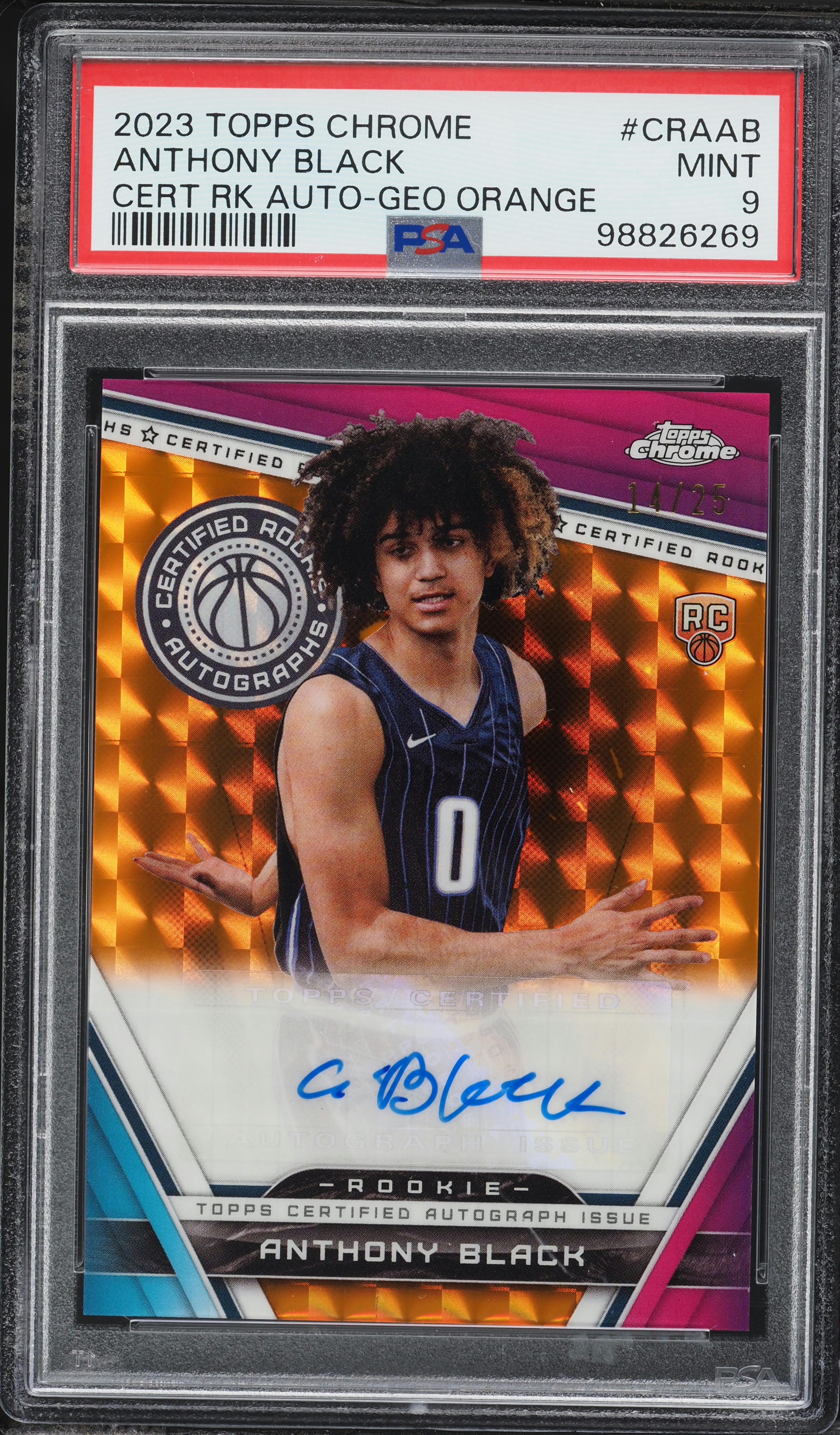 2023 Topps Chrome Certified Geo Orange Anthony Black ROOKIE AUTO