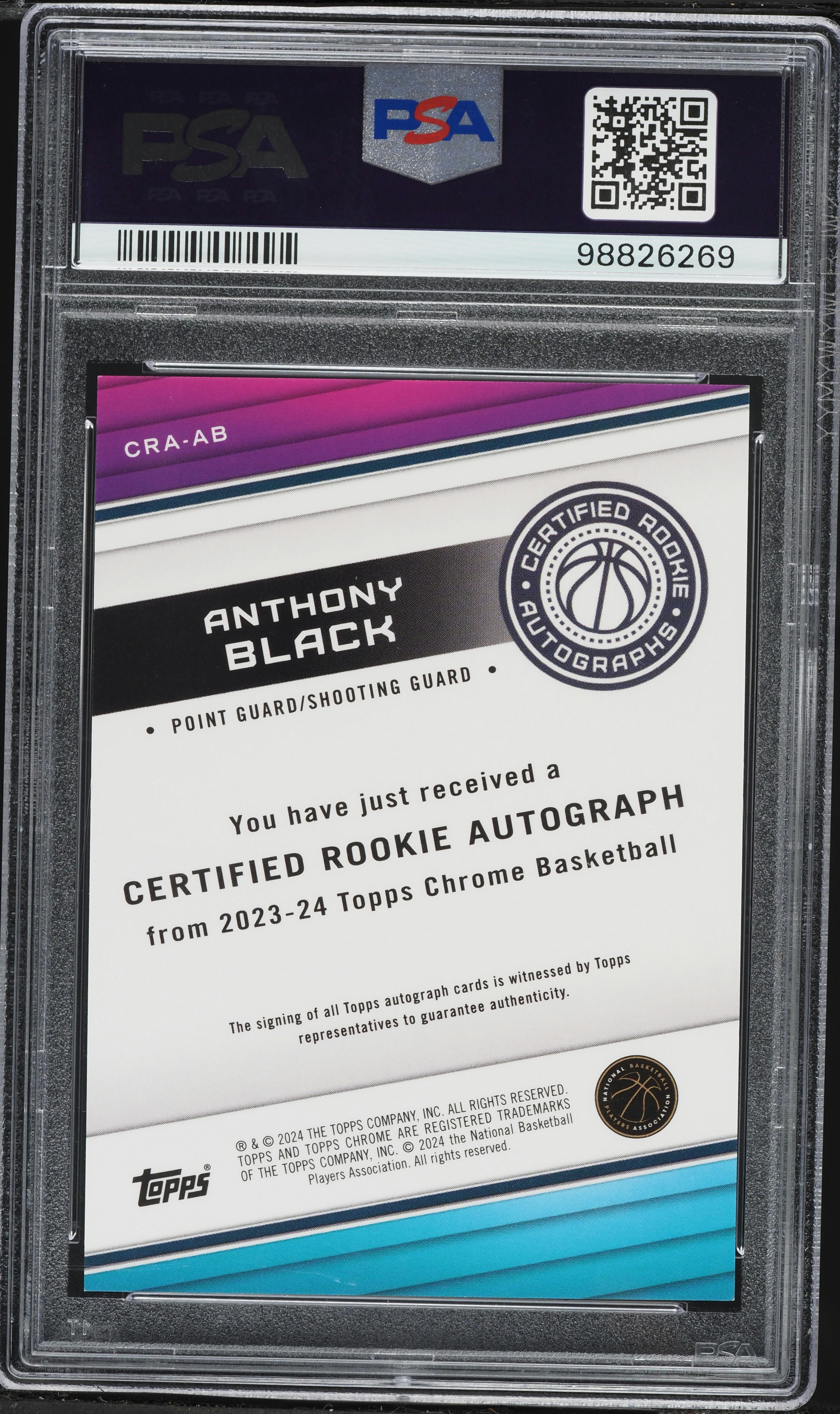 2023 Topps Chrome Certified Geo Orange Anthony Black ROOKIE AUTO