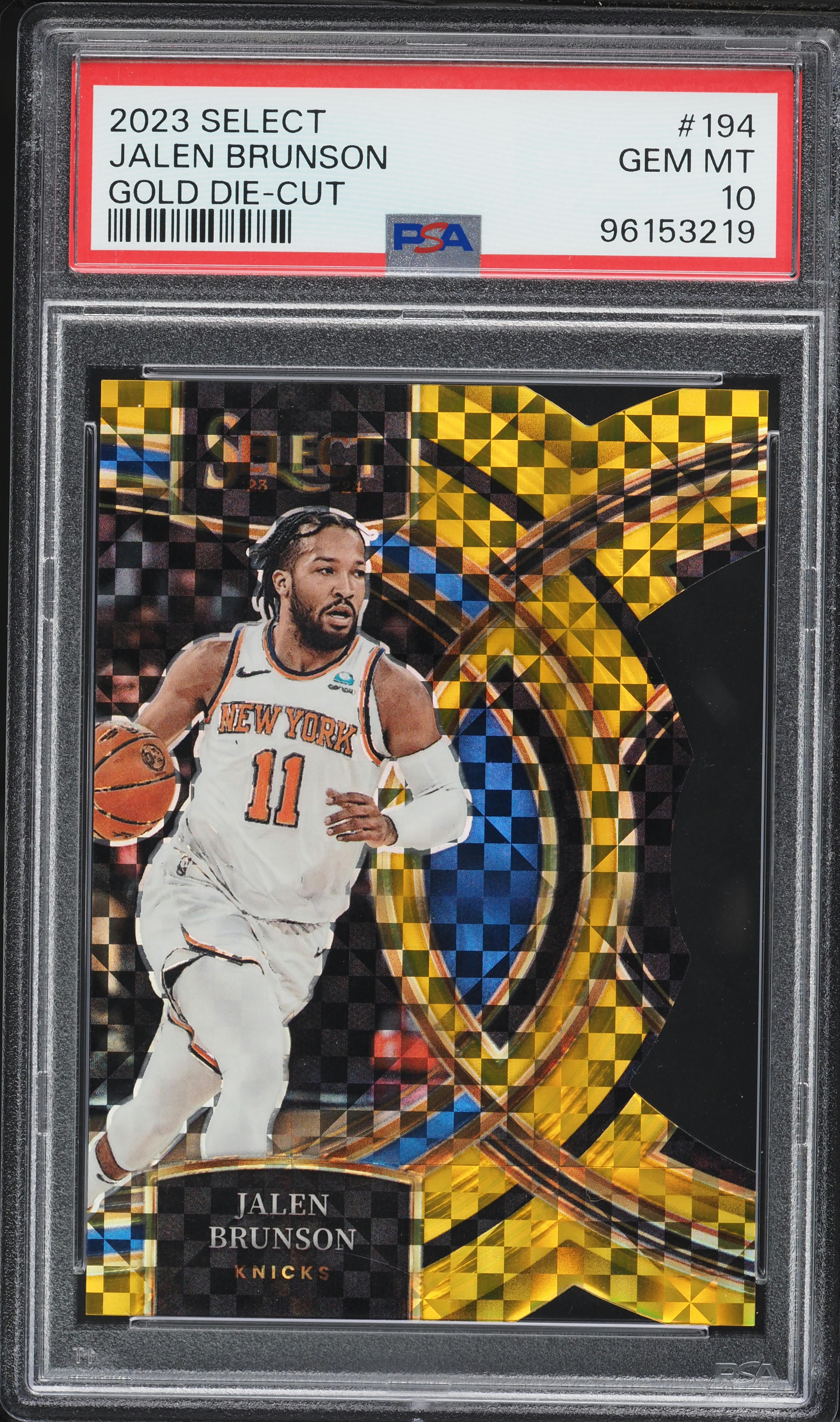 2023 Select Premier Gold Prizm Die-Cut Jalen Brunson /10 #194 PSA 
