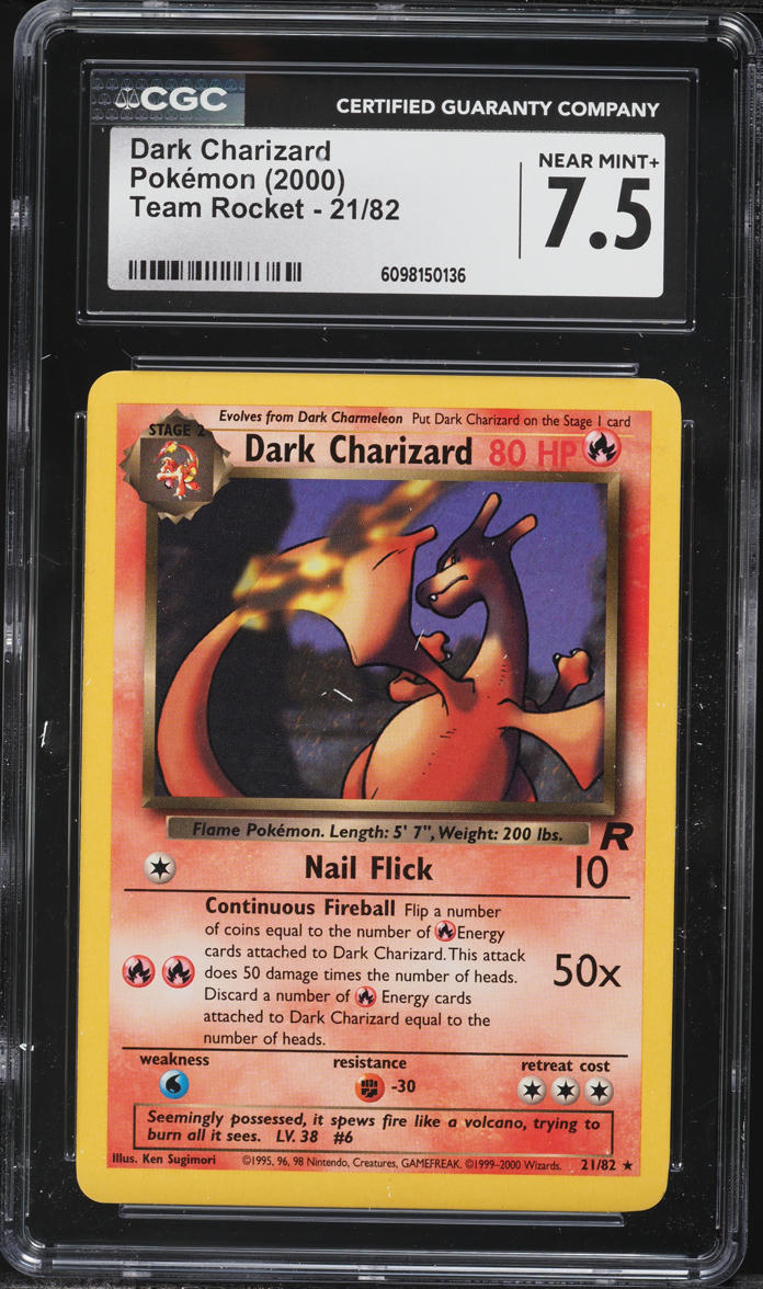 2000 Pokemon Team Rocket Dark Charizard #21 CGC 7.5 NRMT+
