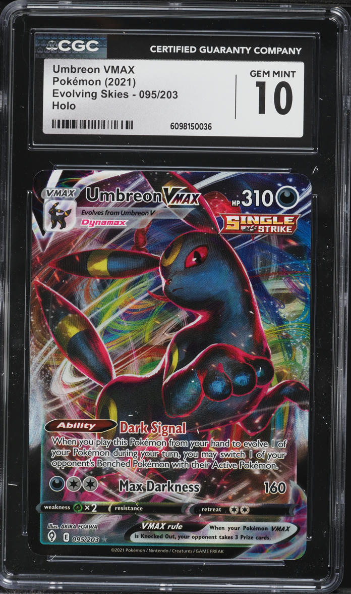 2021 Pokemon Sword & Shield Evolving Skies Alt Art Umbreon VMAX #95 CGC 10 GEM MINT