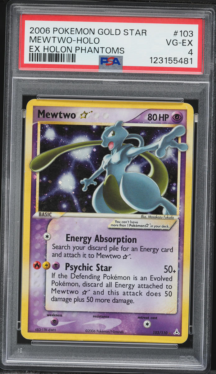 2006 Pokemon EX Holon Phantoms Holo Mewtwo Gold Star #103 PSA 4 VGEX