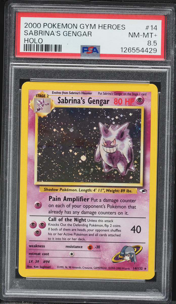 2000 Pokemon Gym Heroes Holo Sabrina's Gengar #14 PSA 8.5 NM-MT+
